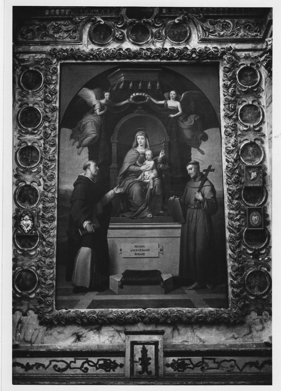 Madonna del Rosario (dipinto, opera isolata) - ambito italiano (fine/inizio secc. XVI/ XVII)