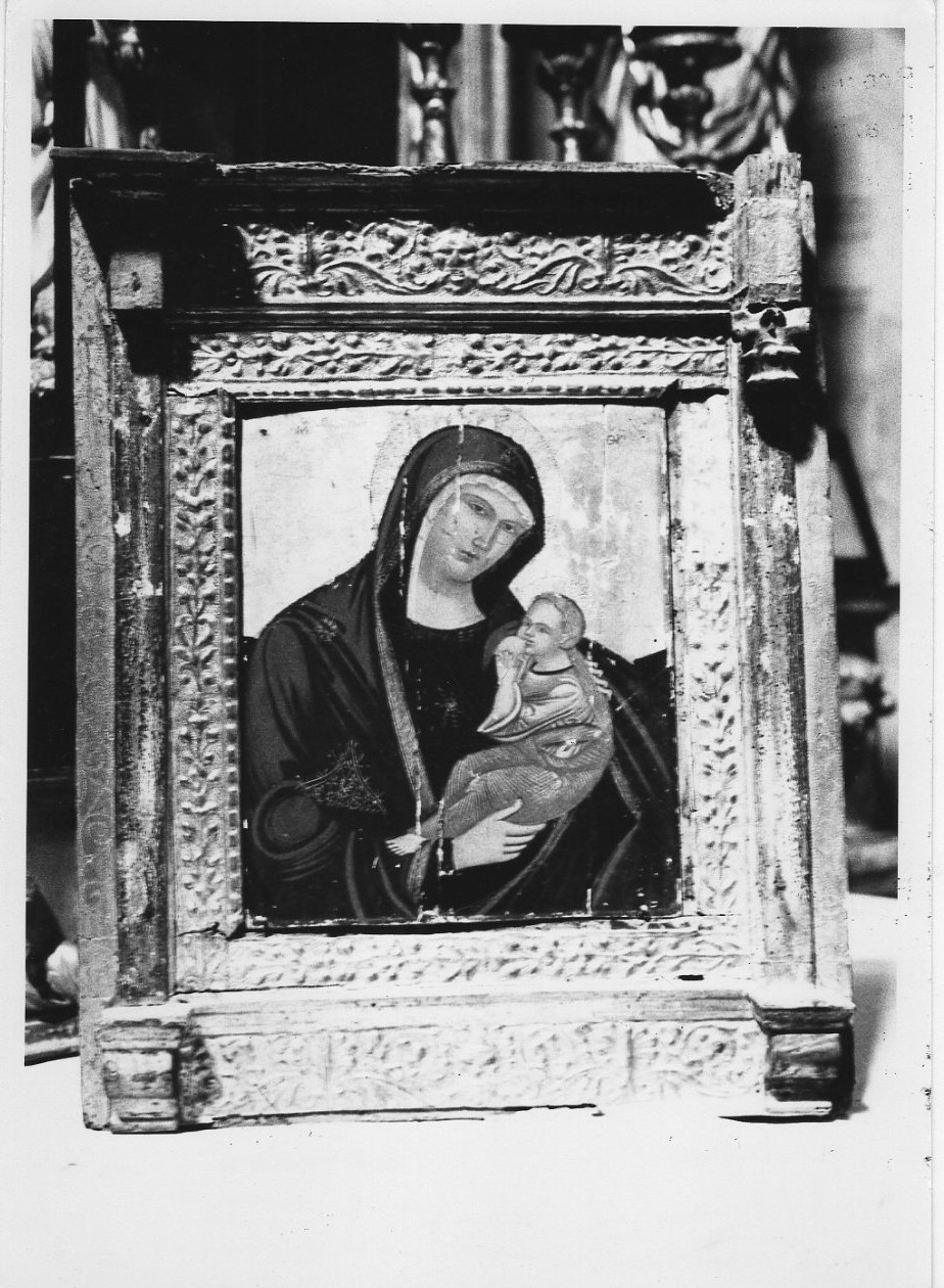 Madonna con Bambino (dipinto, elemento d'insieme) - ambito italiano (sec. XIV)