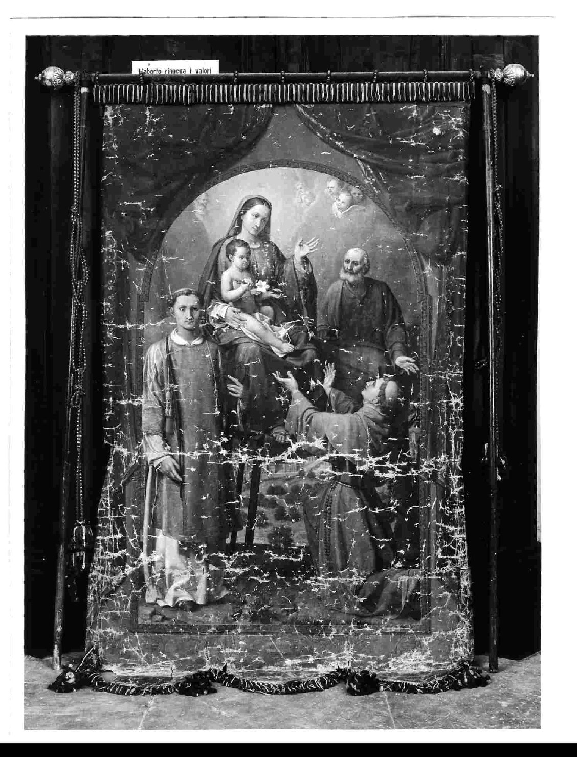 Adorazione del Sacro Cuore di Gesù; Madonna col Bambino e i SS. Lorenzo, Antonio e Pietro (stendardo, insieme) - ambito Italia centrale (seconda metà sec. XIX)