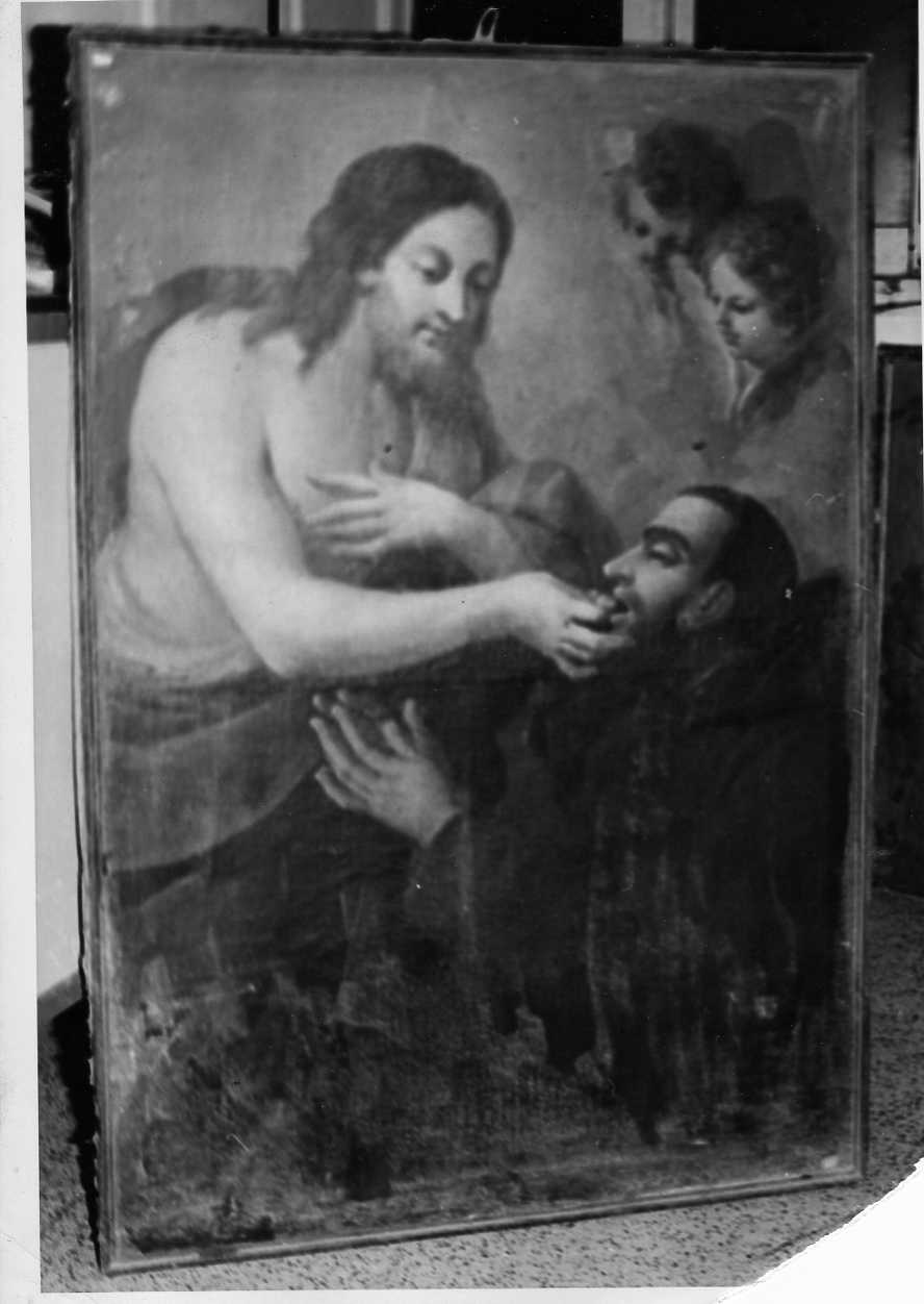 San Francesco d'Assisi riceve la comunione da Gesù Cristo (dipinto, opera isolata) - ambito umbro (sec. XVI)