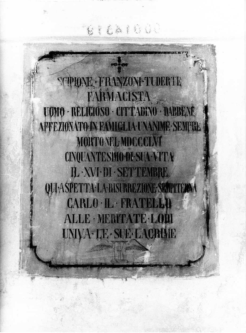 lastra tombale - bottega Italia centrale (sec. XIX)