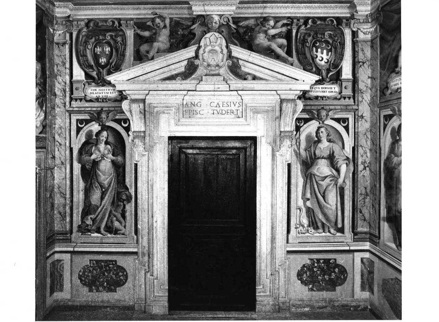 Allegorie, architetture illusionistiche, Fondazione di Todi (dipinto, ciclo) di Polinori Andrea (secondo quarto sec. XVII)