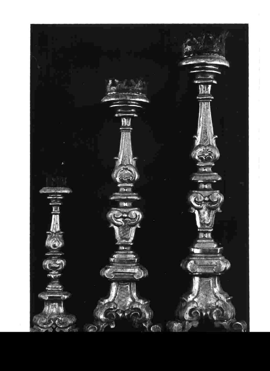 candeliere, serie - bottega umbra (sec. XVIII)