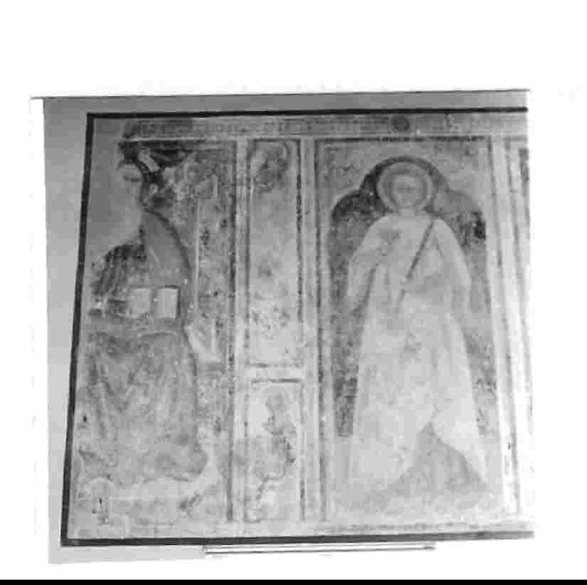 Cristo in trono, Santa Mustiola, nella cornice S. Antonio Abate e Santa (dipinto, elemento d'insieme) - ambito umbro (prima metà sec. XV)