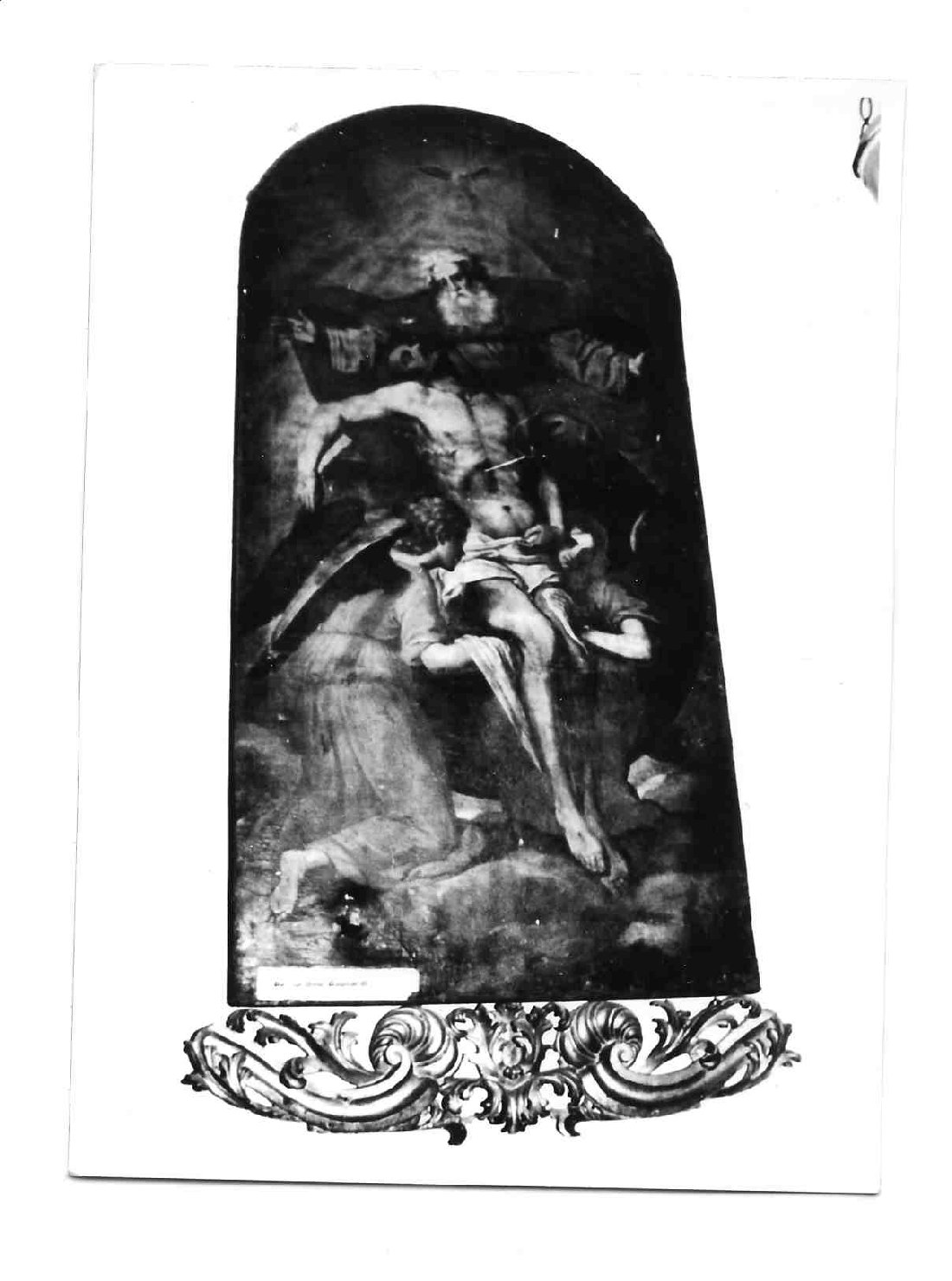 Cristo morto sostenuto da Dio Padre e due angeli (dipinto, opera isolata) di Gagliardi Bernardino (sec. XVII)