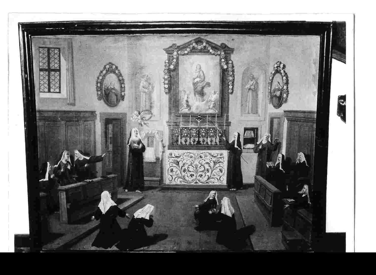 Suor Veronica Giuliani in preghiera con le consorelle (dipinto, opera isolata) di Chialli Vincenzo (attribuito) (prima metà sec. XIX)