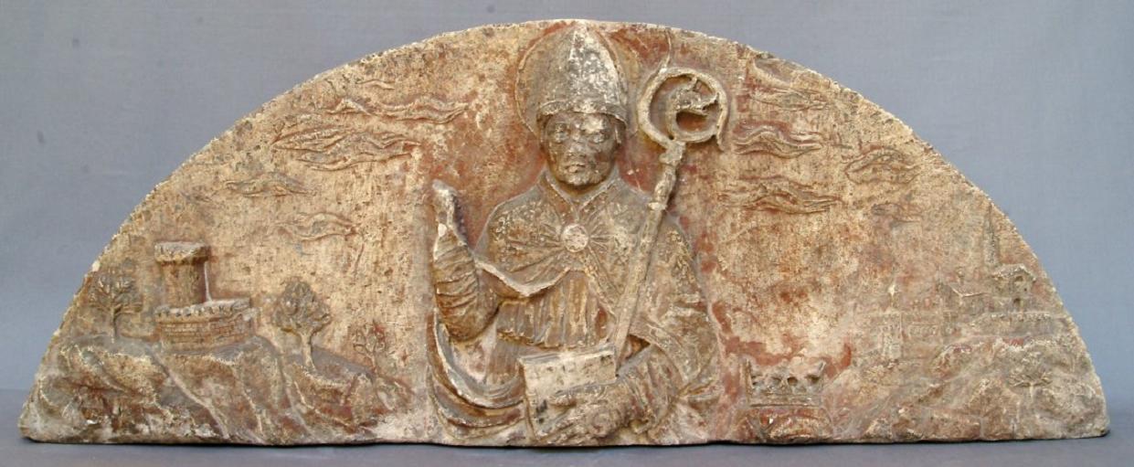 monaco vescovo (rilievo, opera isolata) - ambito Italia centrale (sec. XV)