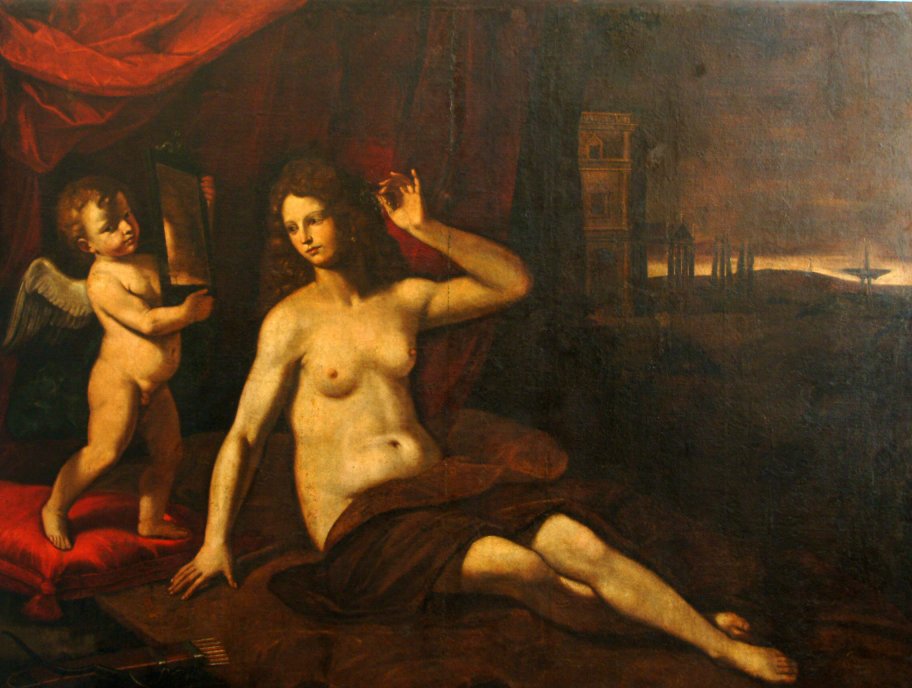 Venere e Cupido (dipinto, opera isolata) - ambito Italia centrale (prima metà sec. XVII)