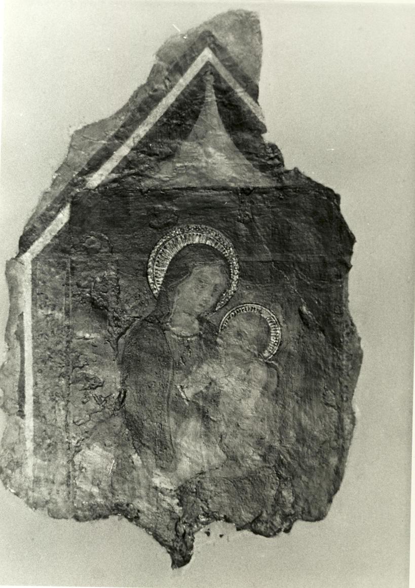 Madonna in trono con Bambino (dipinto, frammento) di Nelli Ottaviano (bottega) (secondo quarto sec. XV)