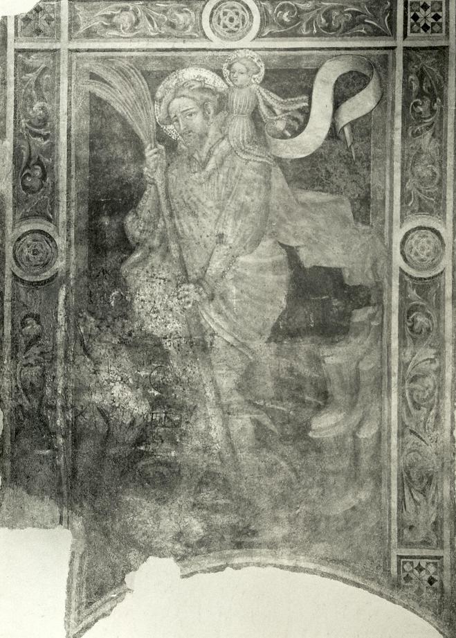 San Cristoforo guada il fiume con Gesù Bambino sulle spalle (dipinto, opera isolata) di Nelli Ottaviano (bottega) (secondo quarto sec. XV)