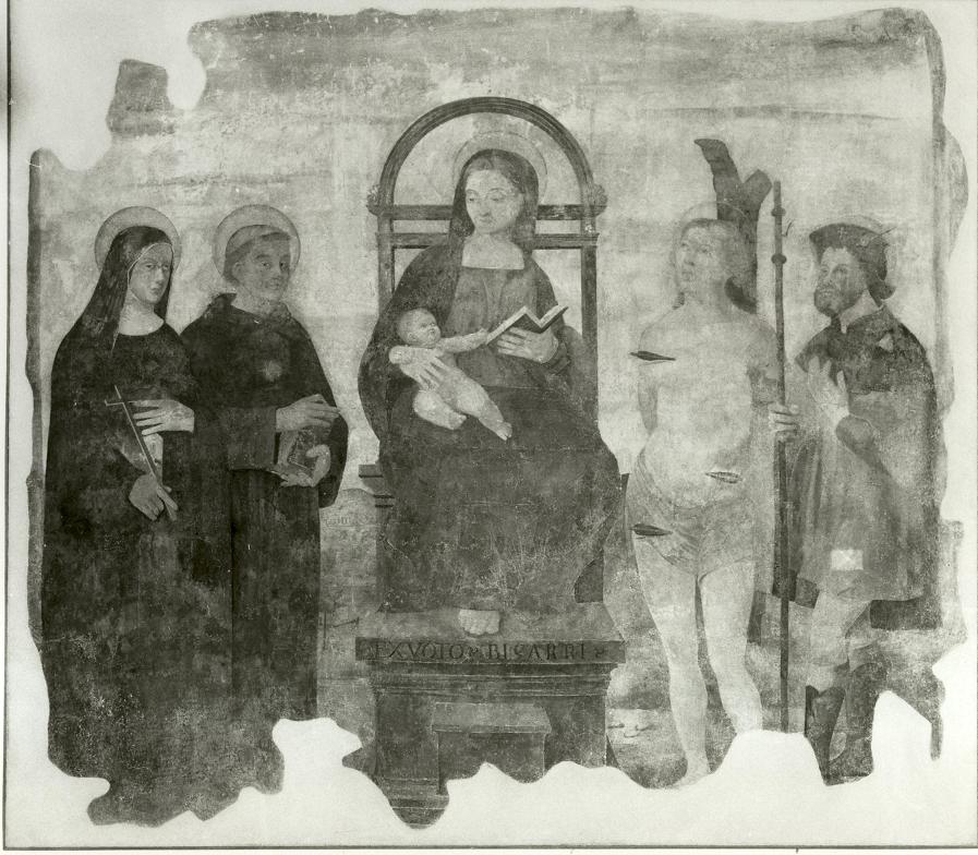 Madonna in trono con Bambino e Santi (dipinto, opera isolata) di Melanzio Francesco (terzo quarto sec. XVI)