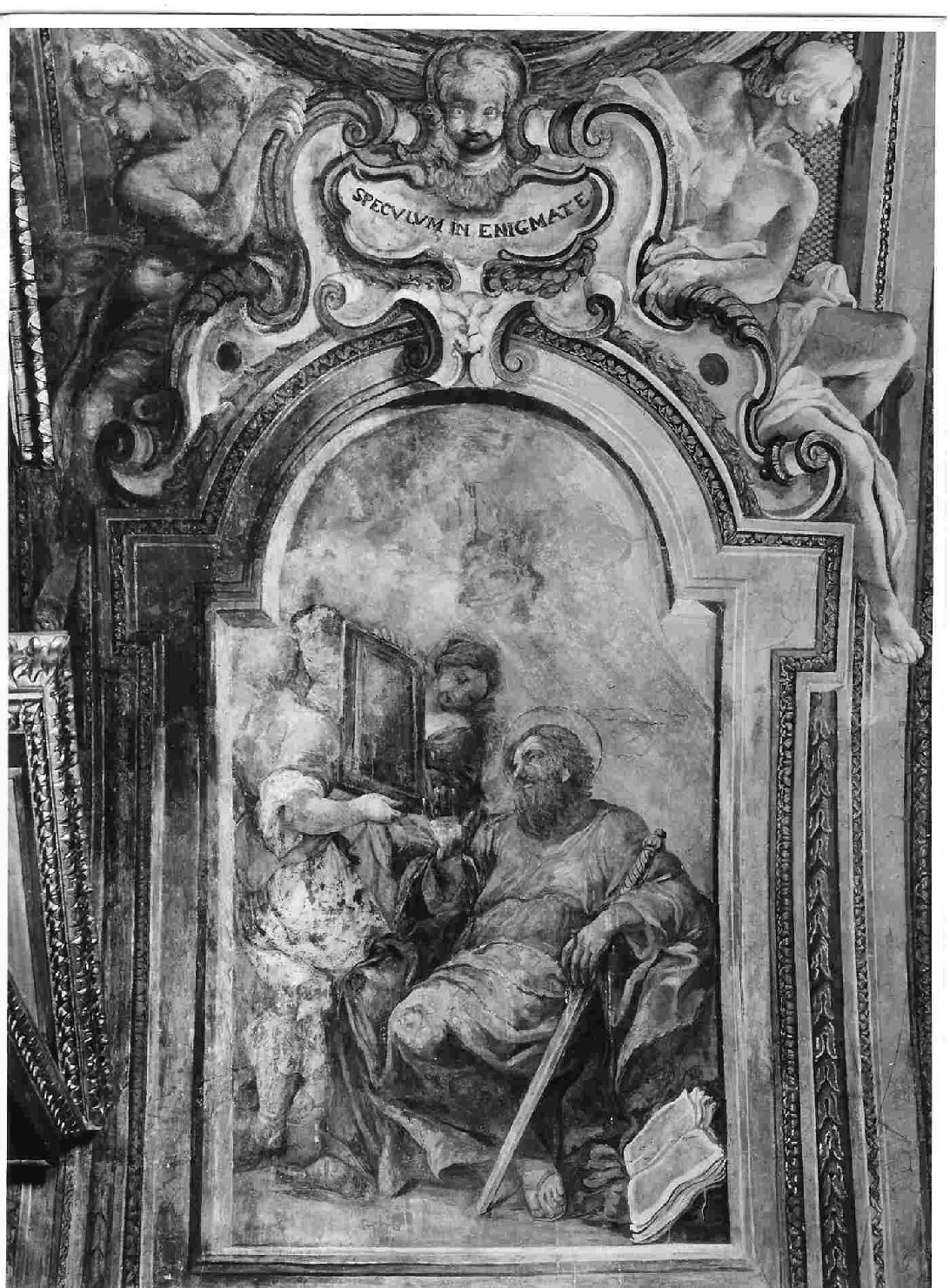 San Paolo e l'angelo (dipinto, complesso decorativo) di Montanini Pietro (sec. XVII)