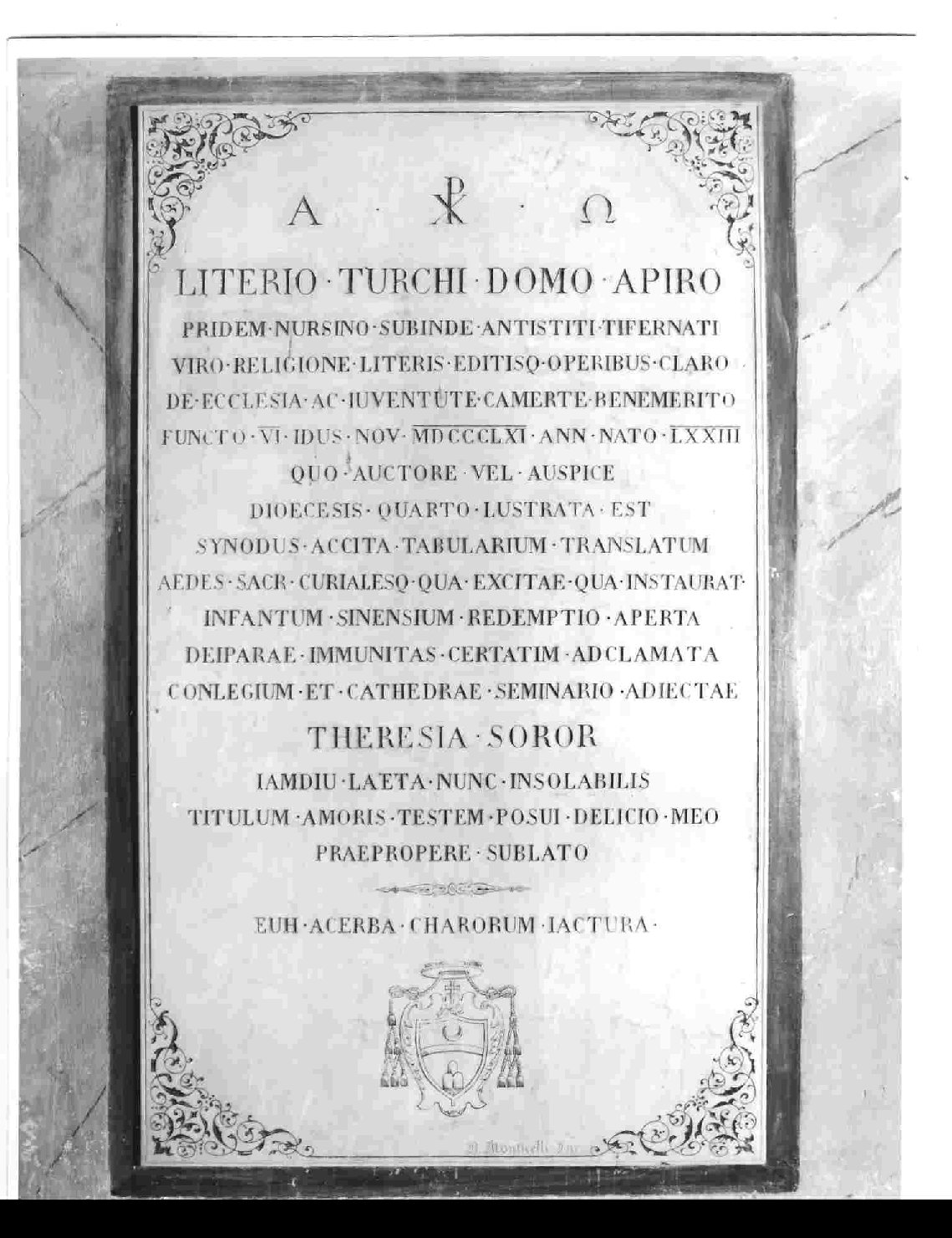 lapide tombale, elemento d'insieme - bottega umbra (sec. XIX)