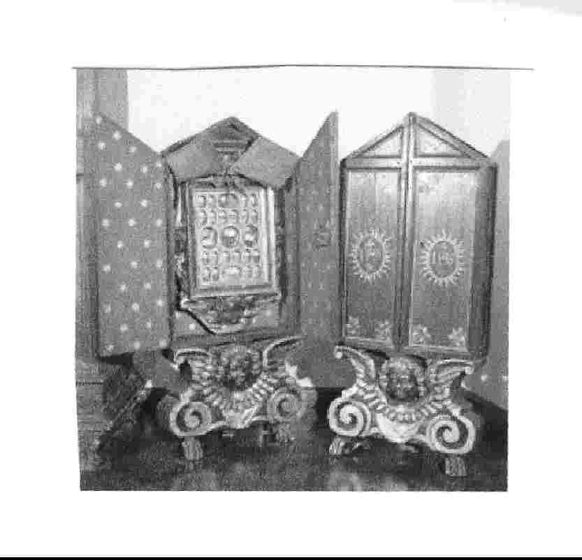 reliquiario, serie - bottega umbra (secc. XVI/ XVII)