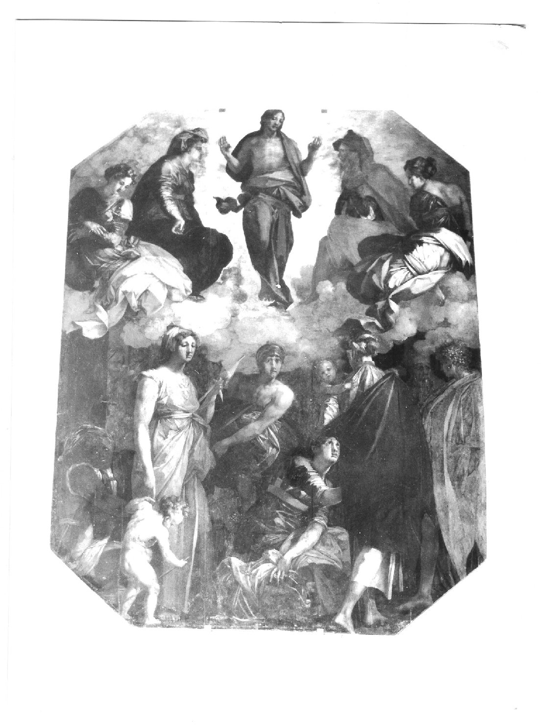 Cristo risorto con la Vergine Maria, S. Anna, S. Maddalena, S. Maria Egiziana e il popolo (dipinto, opera isolata) di Rosso Fiorentino (sec. XVI)