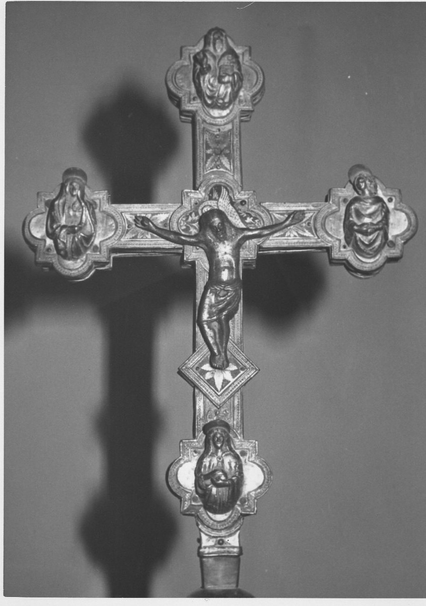 croce processionale, elemento d'insieme - bottega italiana (fine sec. XV)