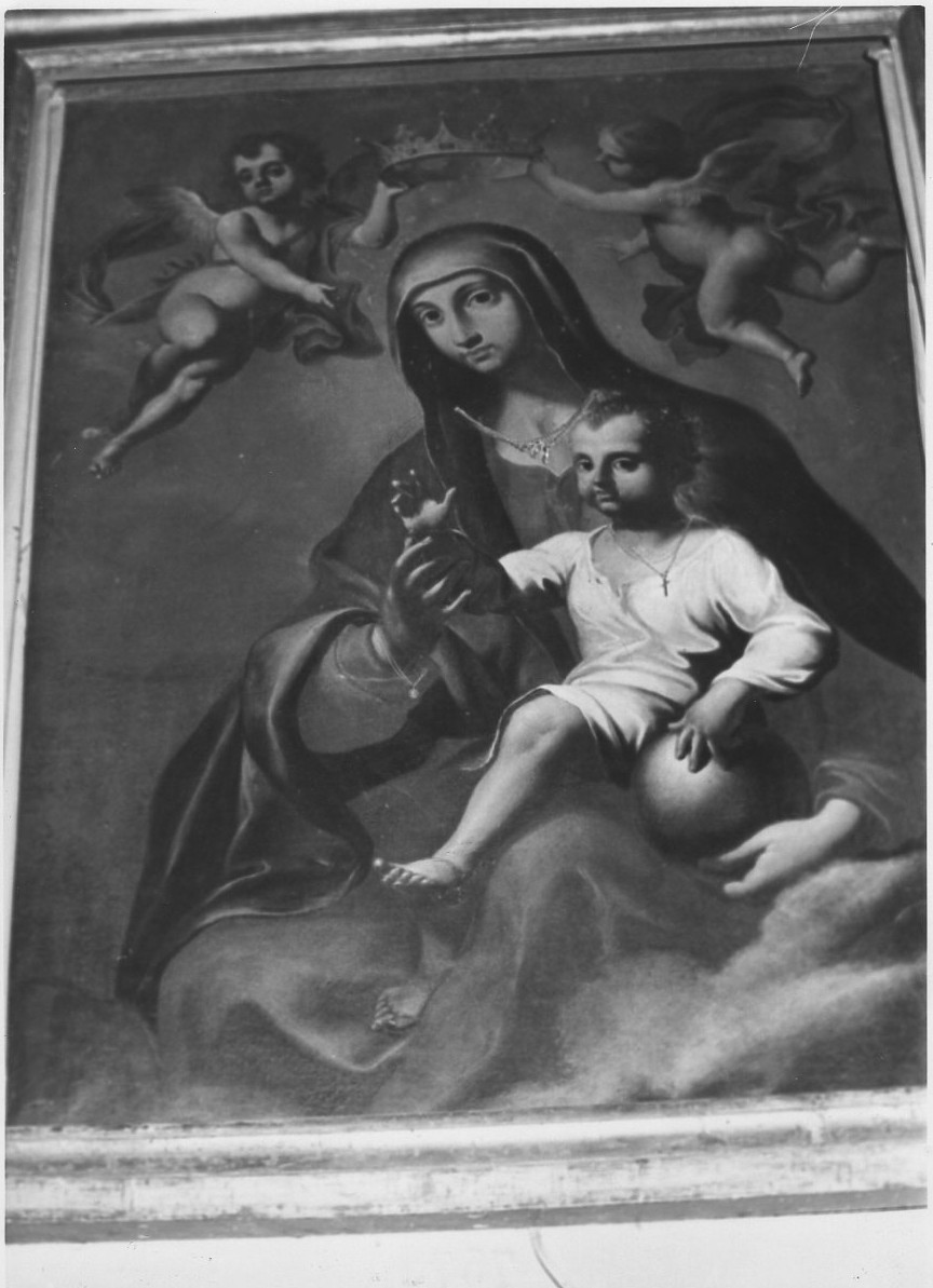 Madonna con Bambino e angeli reggicorona (dipinto, opera isolata) - ambito italiano (sec. XVIII)