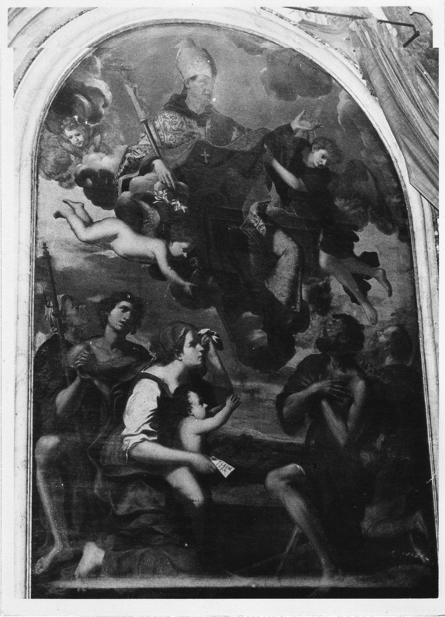 San Tommaso da Villanova distibuisce l'elemosina ai poveri (dipinto, opera isolata) - ambito italiano (sec. XVII)