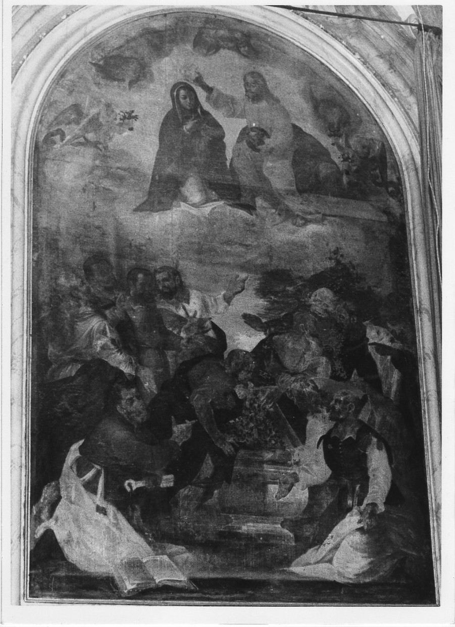 incoronazione di Maria Vergine (dipinto, elemento d'insieme) - ambito italiano (sec. XVII)