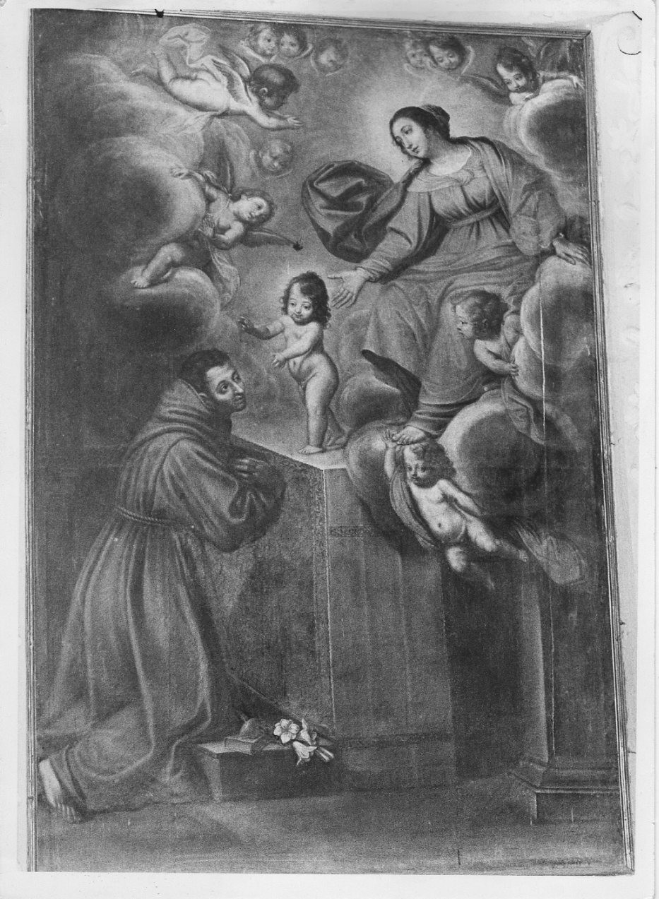 apparizione della Madonna con Bambino a Sant'Antonio da Padova (dipinto, opera isolata) - ambito italiano (sec. XVIII)