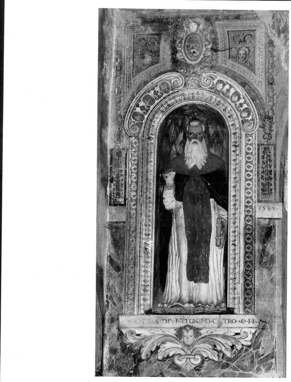 Sant'Antonio Abate (statua, pendant) - bottega umbra (ultimo quarto sec. XVI)