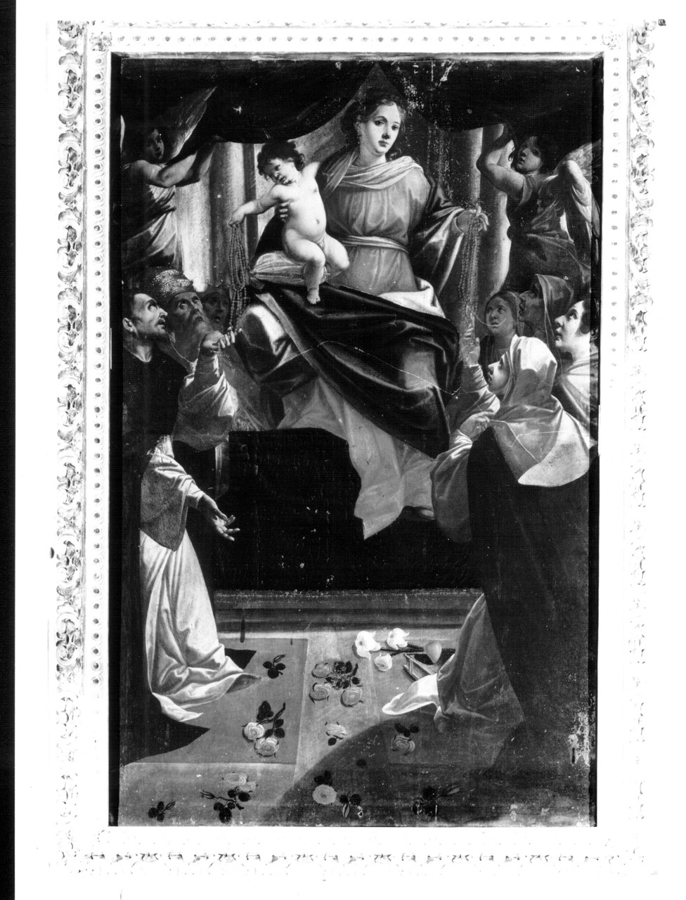 Madonna del Rosario con Santi domenicani e misteri del rosario (dipinto, elemento d'insieme) di Bastioni Giuseppe (prima metà sec. XVII)