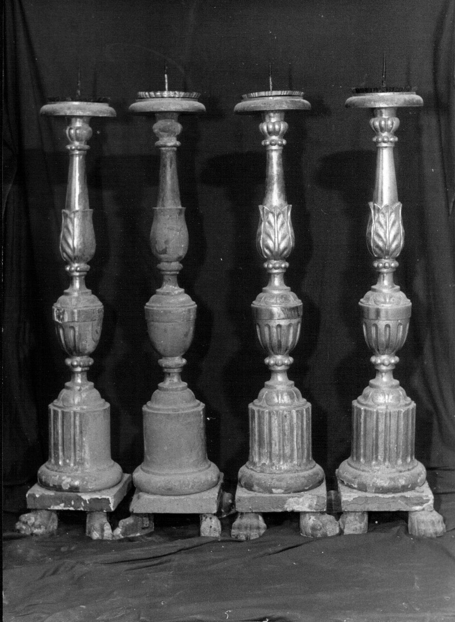 candeliere d'altare, serie - bottega Italia centrale (metà sec. XIX)