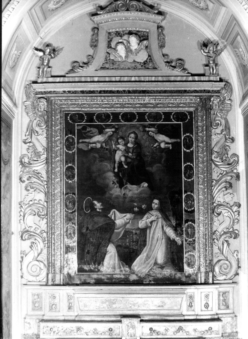 Madonna del Rosario con Santi domenicani e misteri del rosario (pala d'altare, elemento d'insieme) - ambito Italia centrale (primo quarto sec. XVII)