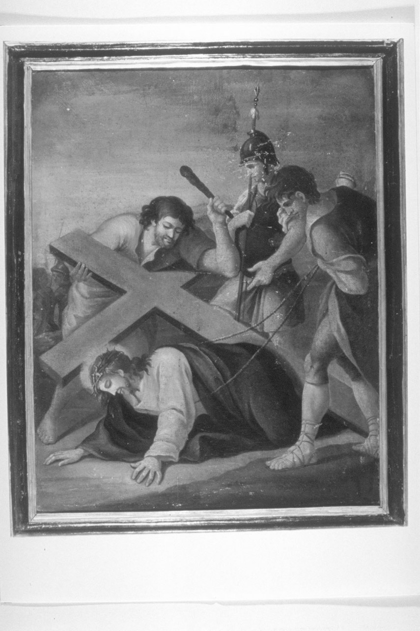 stazione IX: Gesù cade sotto la croce la terza volta (Via Crucis, elemento d'insieme) di Boccanera Giacinto (attribuito) (primo quarto sec. XVIII)