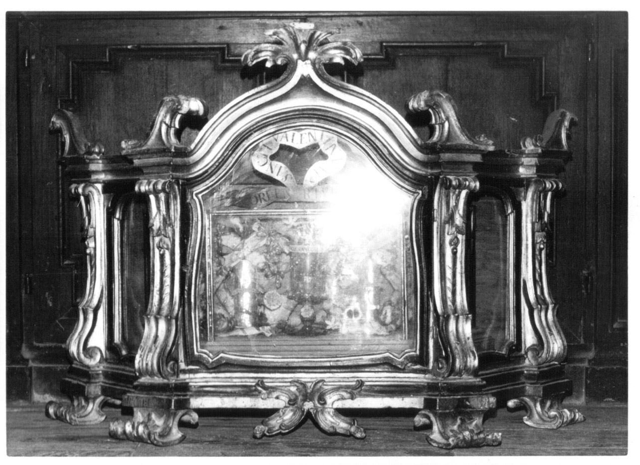 reliquiario a teca - a urna, opera isolata - bottega Italia centrale (prima metà sec. XVIII)