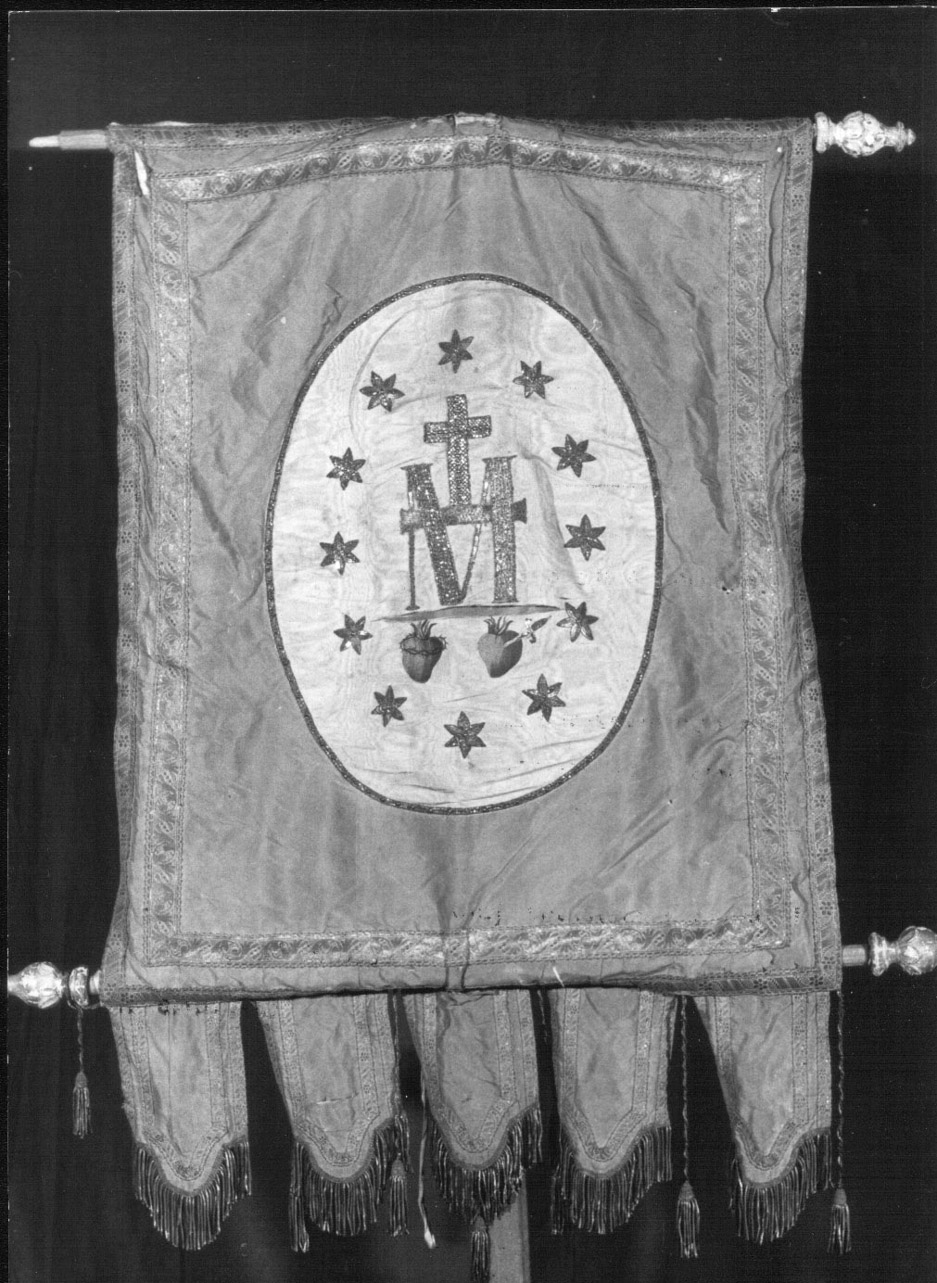 monogramma mariano (stendardo processionale, opera isolata) - manifattura umbra (sec. XIX)