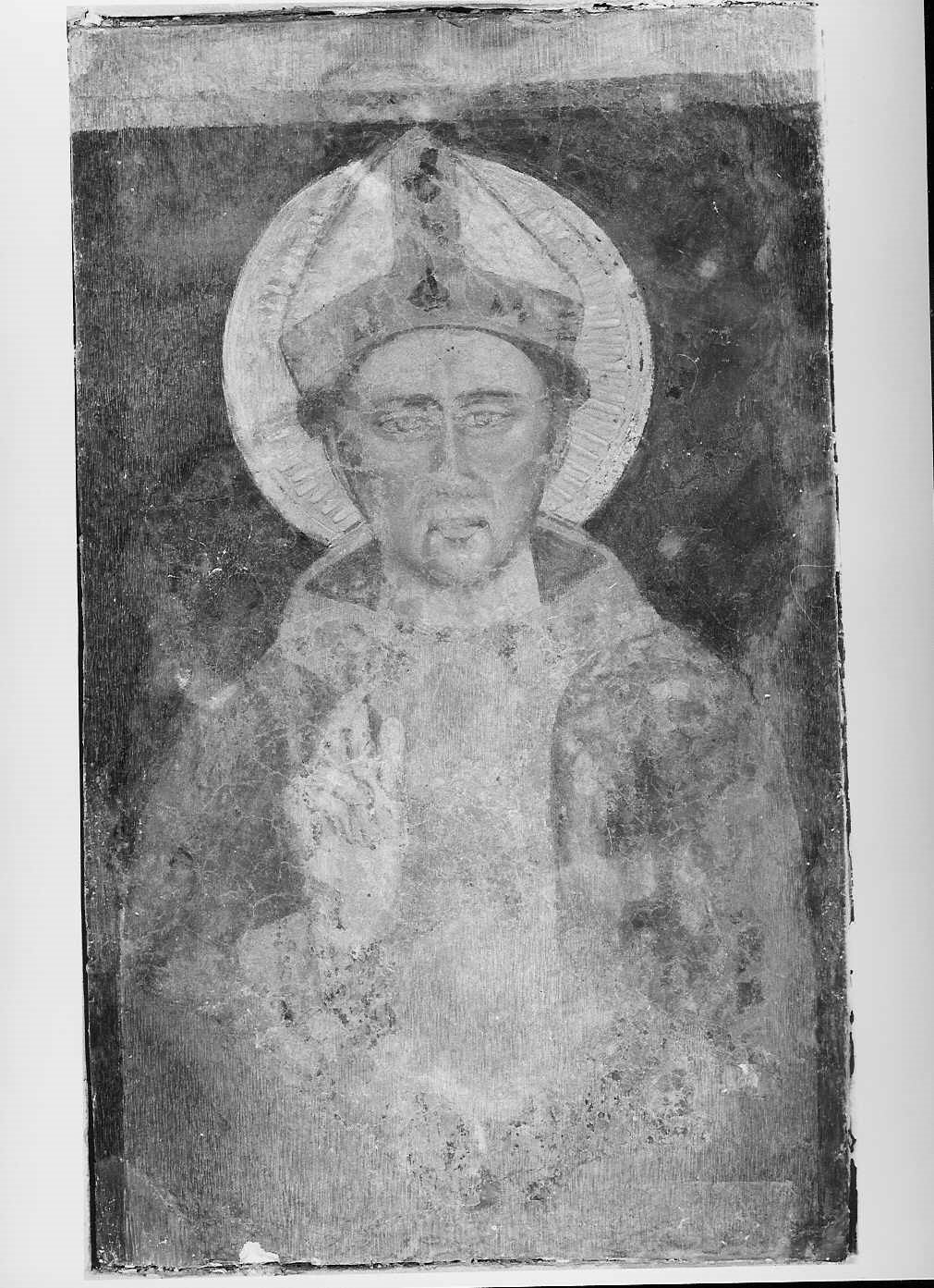 Santo Vescovo (dipinto, frammento) - ambito perugino, ambito perugino (prima metà sec. XIV)
