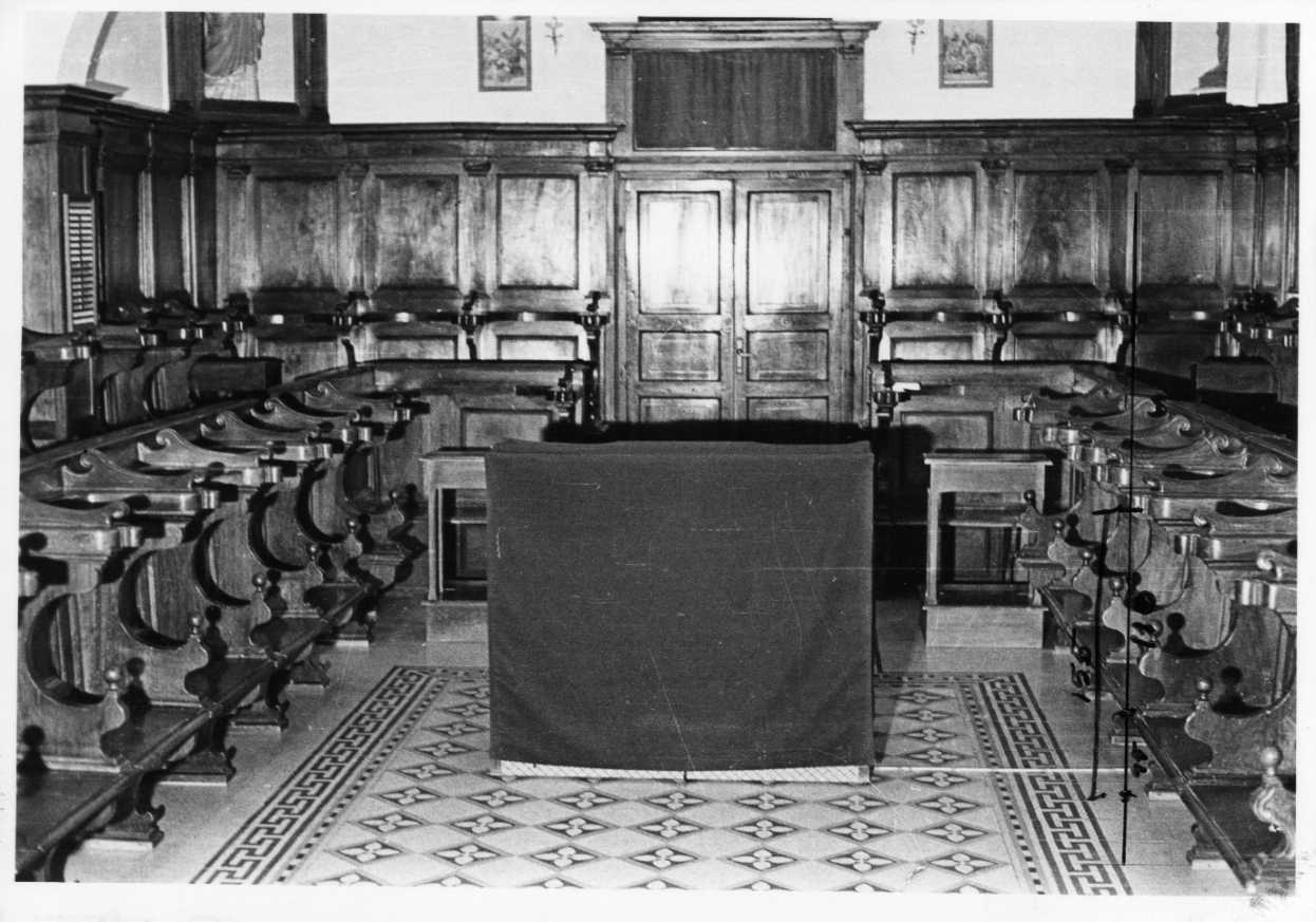 stalli del coro, elemento d'insieme - bottega umbra (sec. XIX)