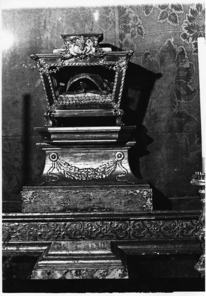 reliquiario a teca, elemento d'insieme - bottega umbra (ultimo quarto sec. XVIII)