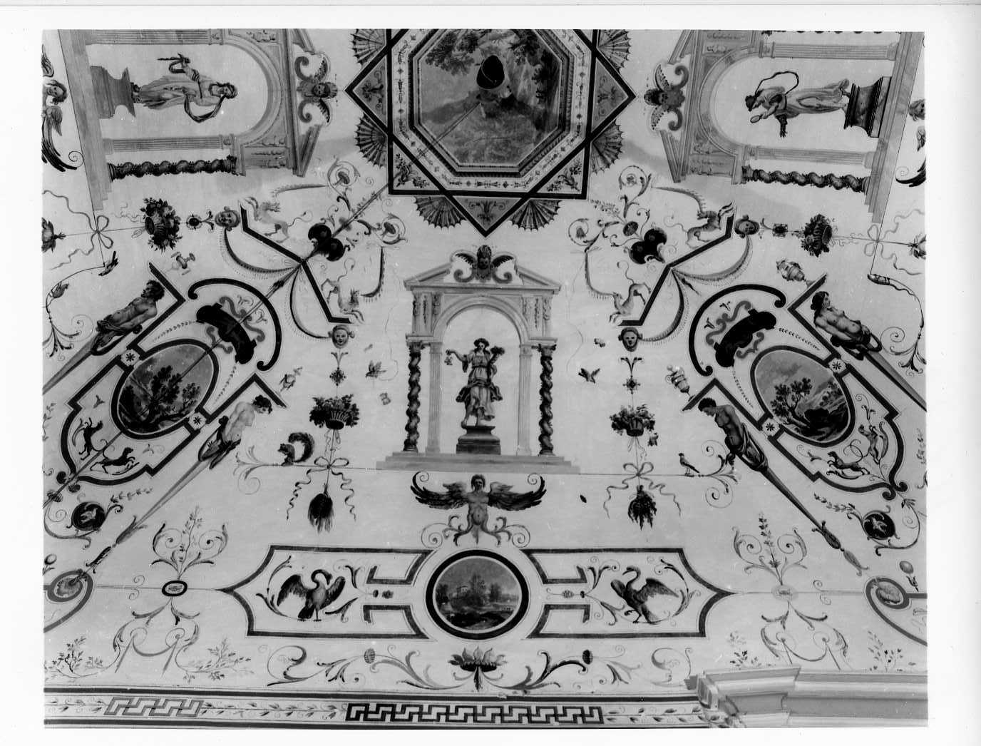 grottesche con figura allegorica, arpia, paesaggi, telamoni e cariatidi (decorazione pittorica, ciclo) di Savini Salvio (attribuito) (ultimo quarto sec. XVI)