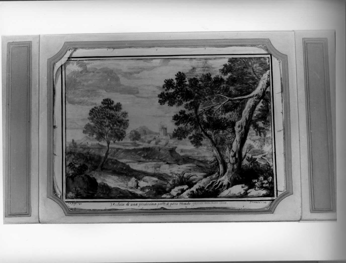 paesaggio con alberi e architetture (dipinto, serie) di Andria I (ultimo quarto sec. XVIII)