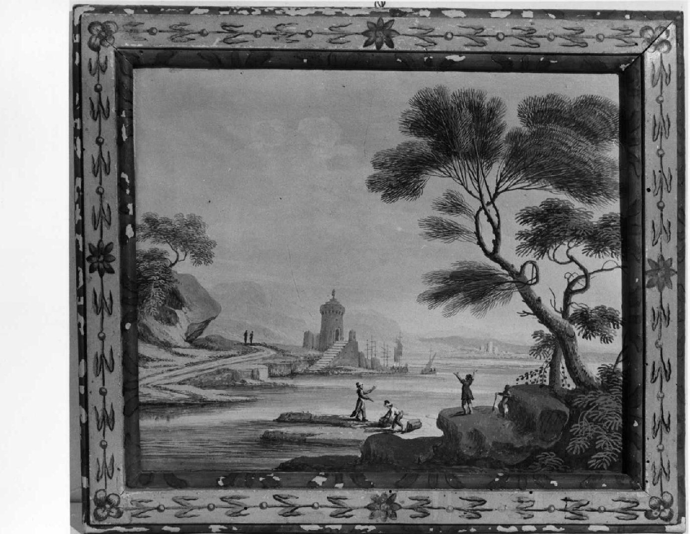 Marina con figure umane (dipinto, opera isolata) - ambito romano (seconda metà sec. XVIII)