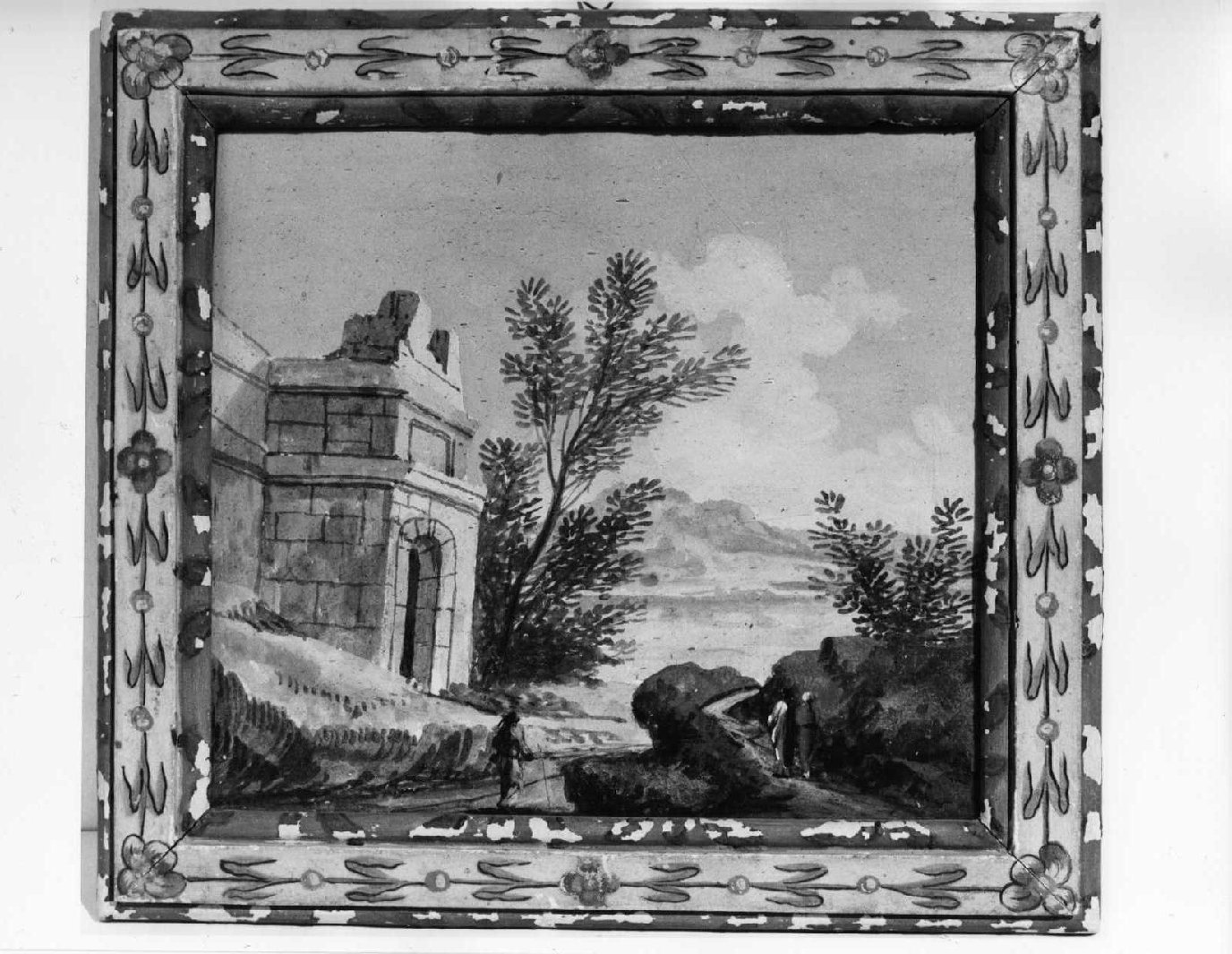 paesaggio con rovine (dipinto, opera isolata) - ambito romano (fine sec. XVIII)