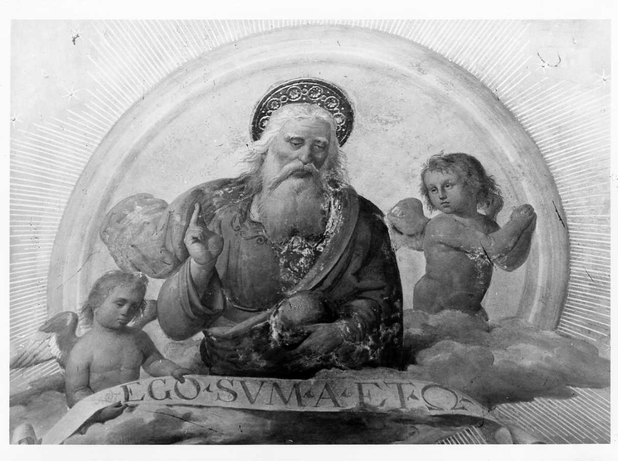 Dio Padre e cherubini (dipinto, elemento d'insieme) di Fattorini Eliseo (sec. XIX)