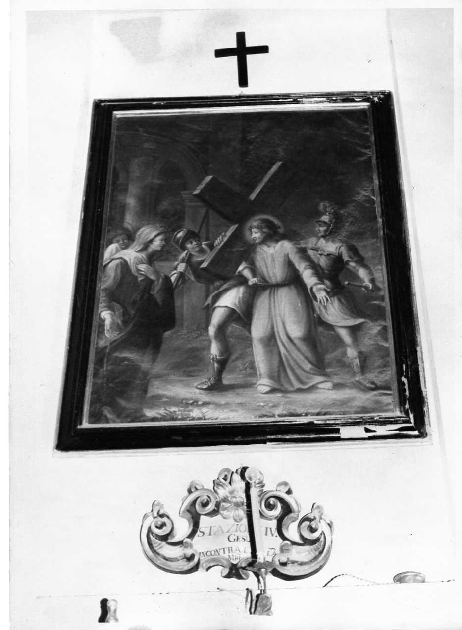 stazione IV: Gesù incontra la Madonna (dipinto, ciclo) di Pentini Domenico (sec. XVIII)