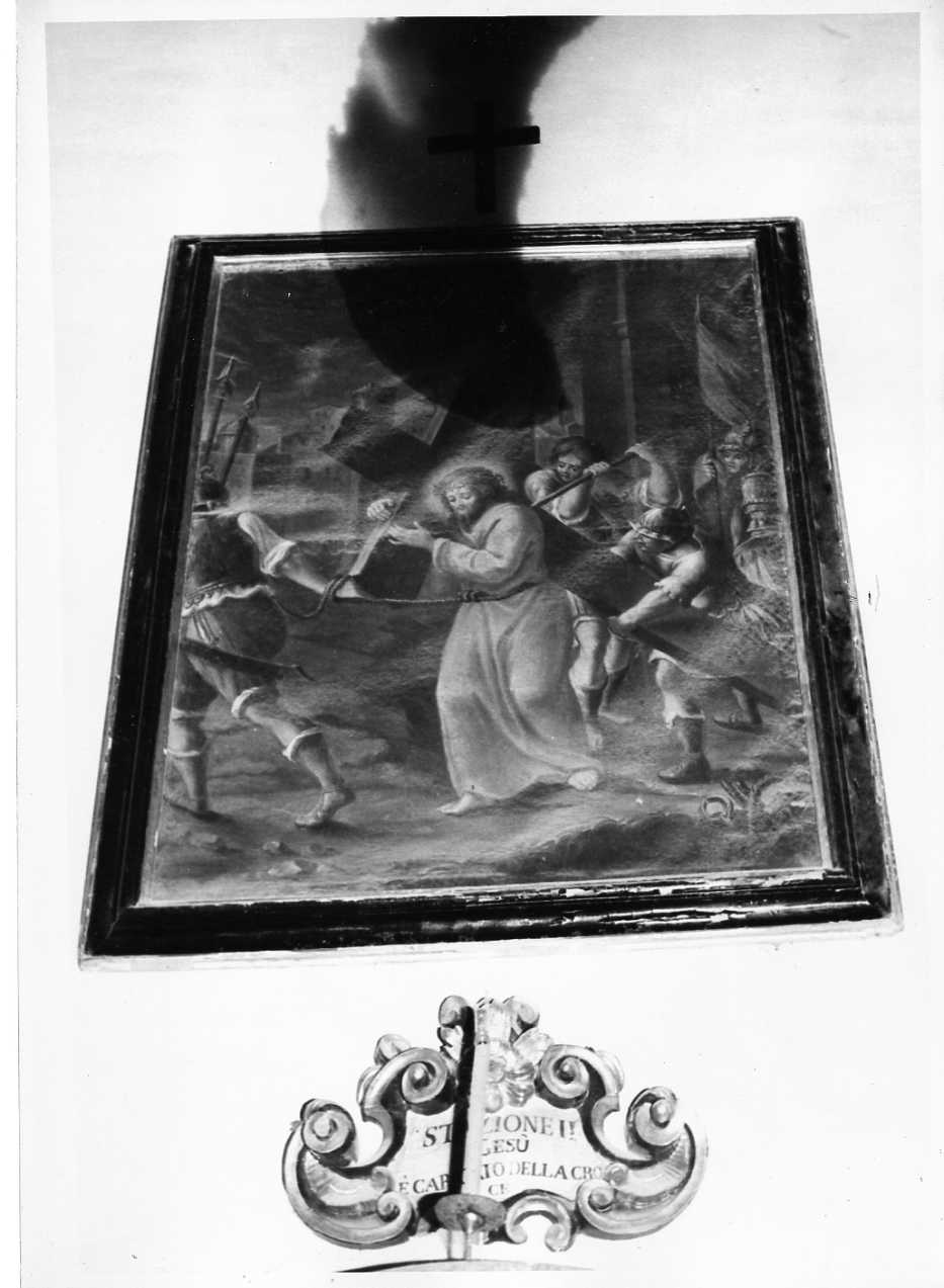 stazione II: Gesù caricato della croce (dipinto, ciclo) di Pentini Domenico (sec. XVIII)