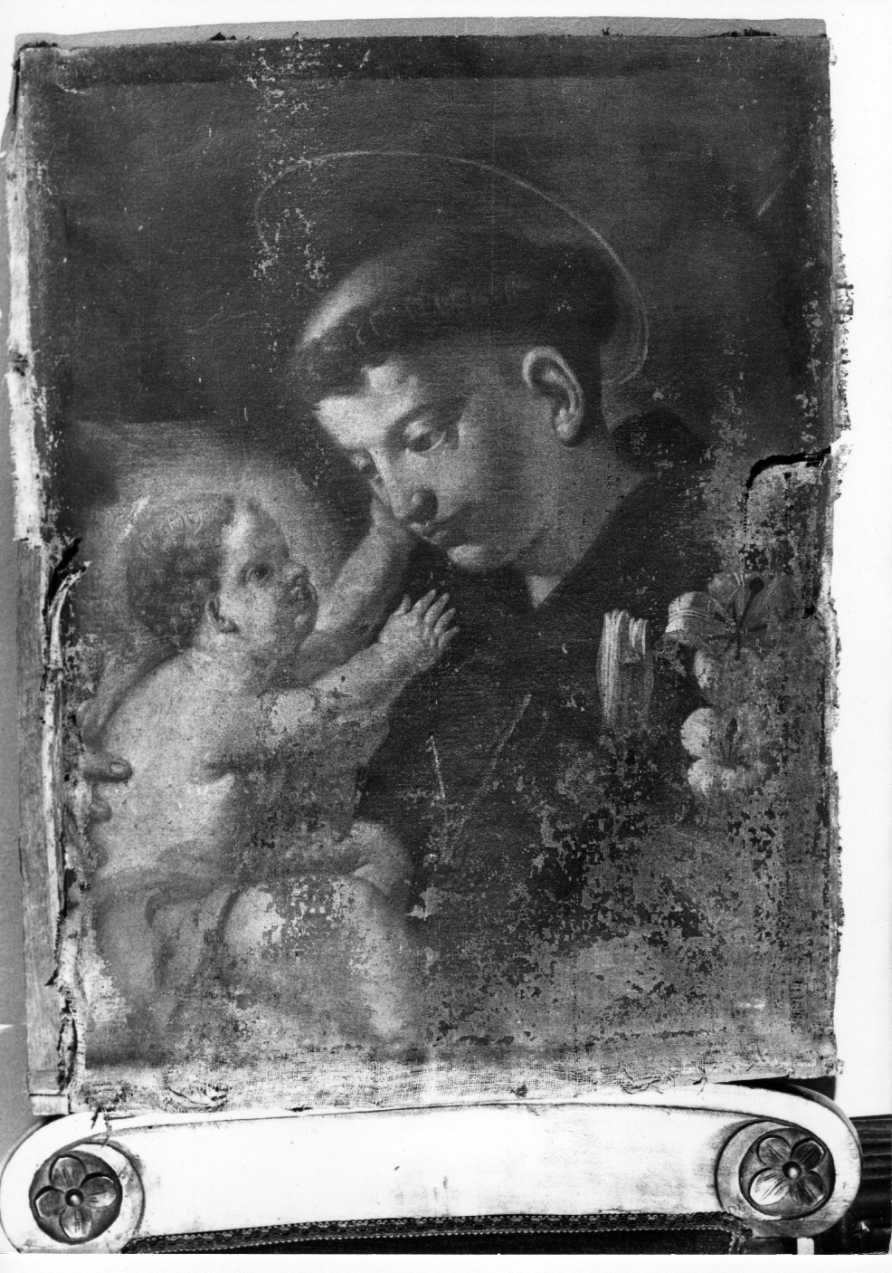 Sant'Antonio da Padova con il bambino (dipinto, opera isolata) - ambito Italia centrale (sec. XVII)