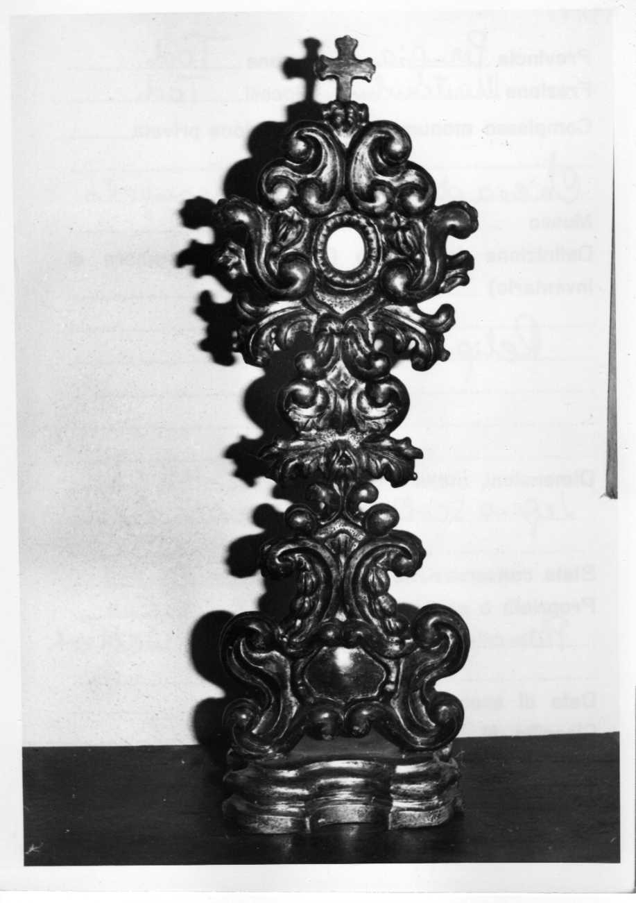 reliquiario - a ostensorio, opera isolata - bottega Italia centrale (sec. XVII)