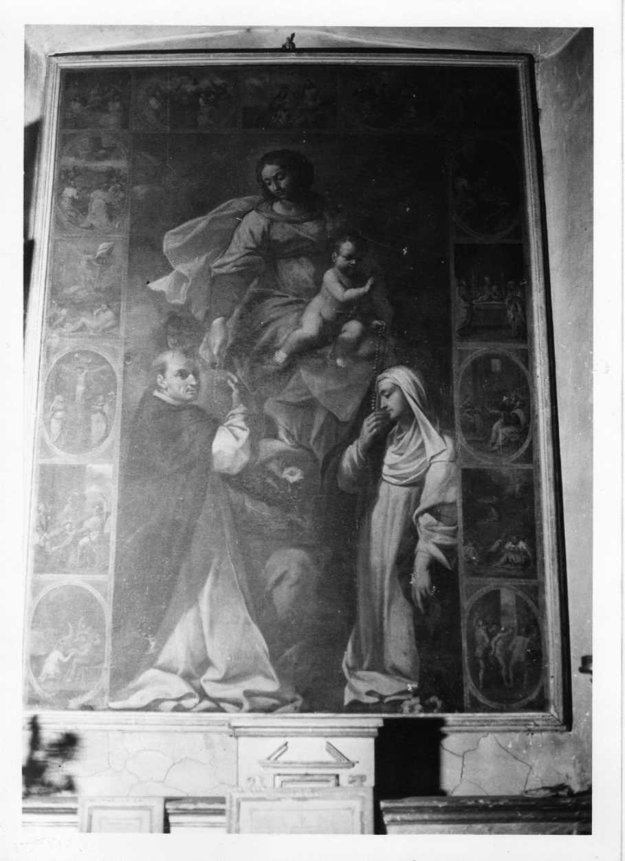 Madonna del Rosario con Santi domenicani e misteri del rosario (dipinto, opera isolata) - ambito Italia centrale (sec. XVII)