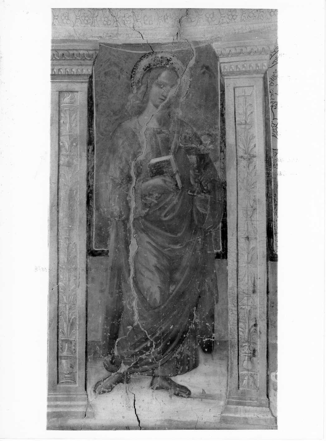 San Giovanni Evangelista (dipinto, complesso decorativo) di Melanzio Francesco (e aiuti) (inizio sec. XVI)