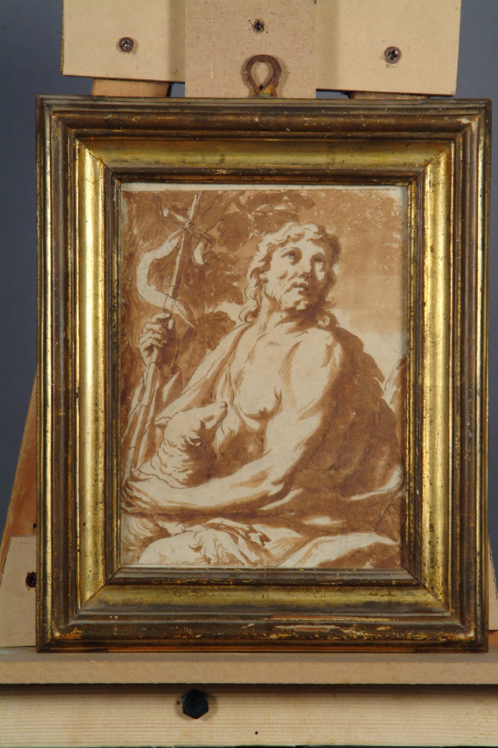 San Giovanni Battista nel deserto (disegno, pendant) - ambito romano (seconda metà sec. XVII)