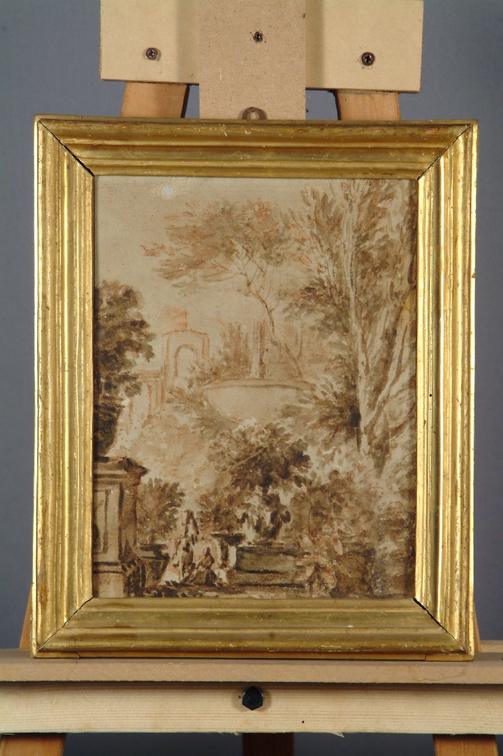 paesaggio e architetture (disegno, opera isolata) - ambito romano (seconda metà sec. XVII)