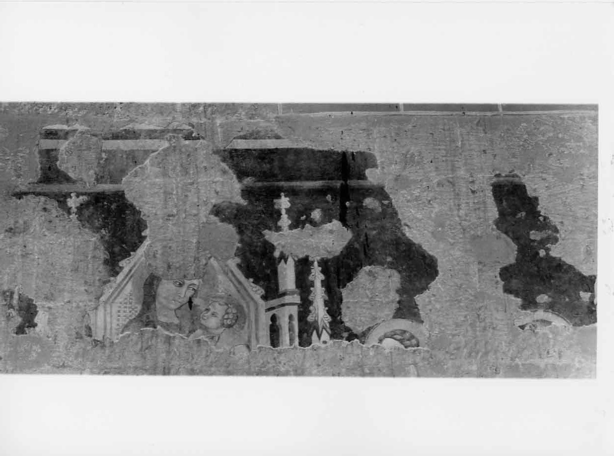 Madonna in trono con Bambino e Santi (dipinto, frammento) di Maestro della Madonna di S. Brizio (attribuito) (fine/inizio secc. XIII/ XIV)