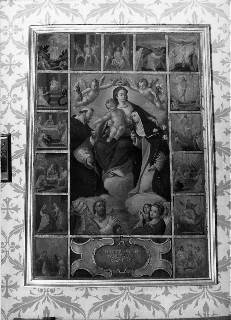 Madonna del Rosario con San Domenico e Santa Caterina da Siena (dipinto, opera isolata) - ambito Italia centrale (sec. XVIII)