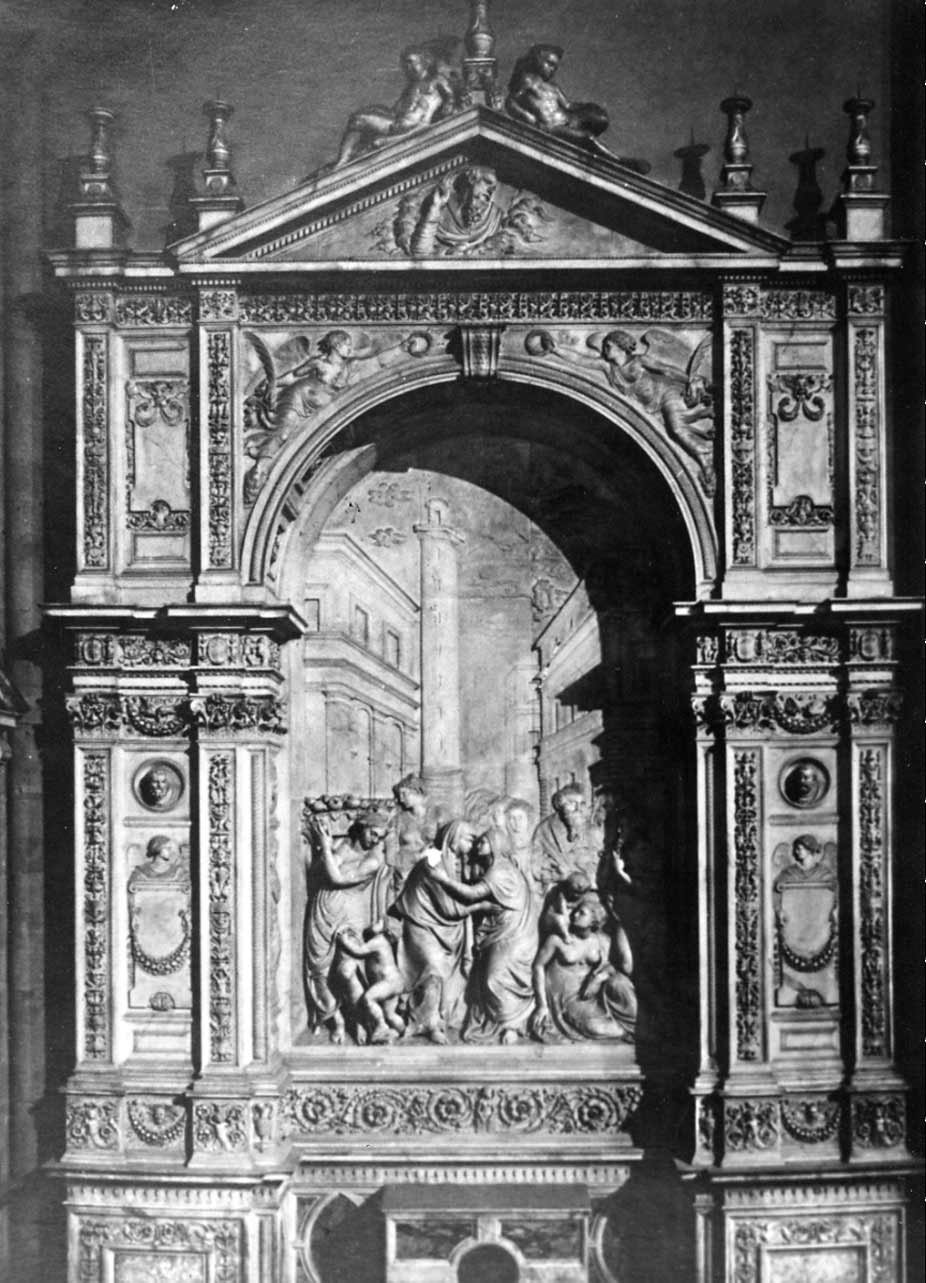 altare - a edicola, opera isolata di Mosca Simone (attribuito), Sinibaldi Raffaello detto Raffaello da Montelupo (attribuito), Scalza Ippolito (attribuito), Berzuglia Gian Domenico (attribuito) (sec. XVI)